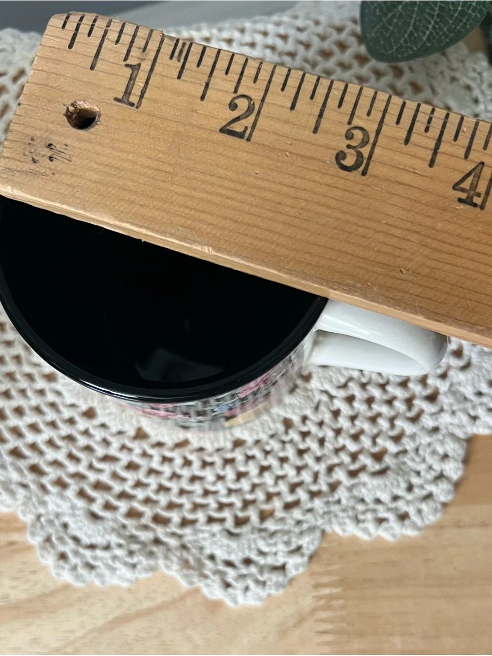 Vintage 1989 Ceramic Coffee Mug in Black w/ Multicolor Blooms w/Original Box